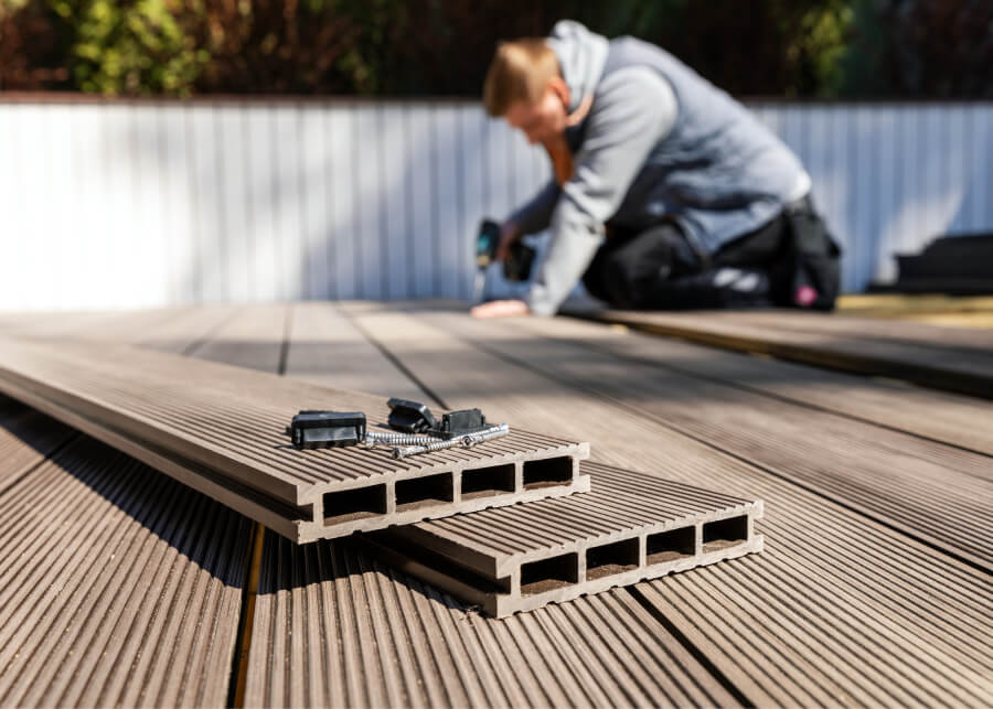 Deck tiles used by the man to build the deck are made from Special Effects Masterbatch by Polymer Link, which is a cost-effective solution to achieve a luxurious appearance in plastic furniture products while enhancing durability