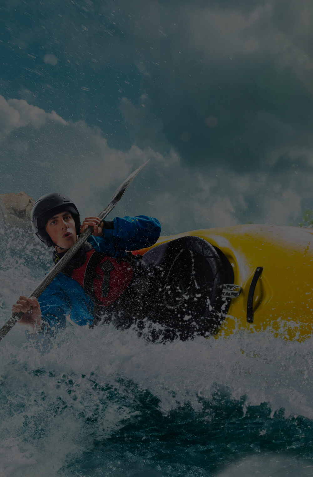 A man kayaking using kayak and double-blade paddle manufactured from Polymer Link's Hyperene Series