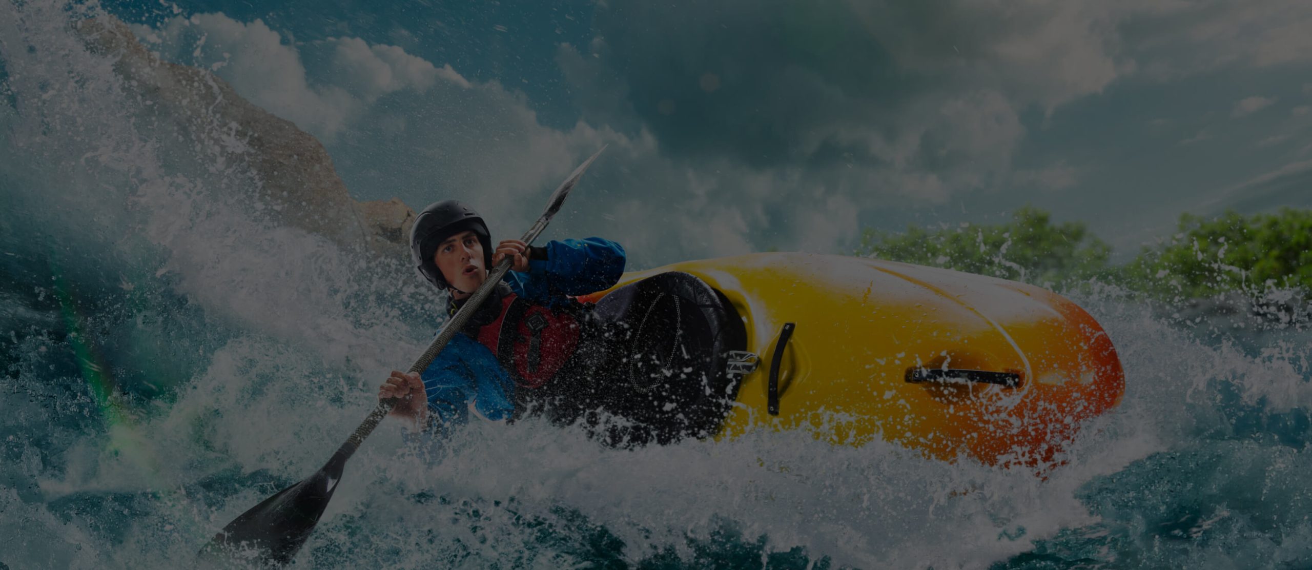 A man kayaking using kayak and double-blade paddle manufactured from Polymer Link's Hyperene Series