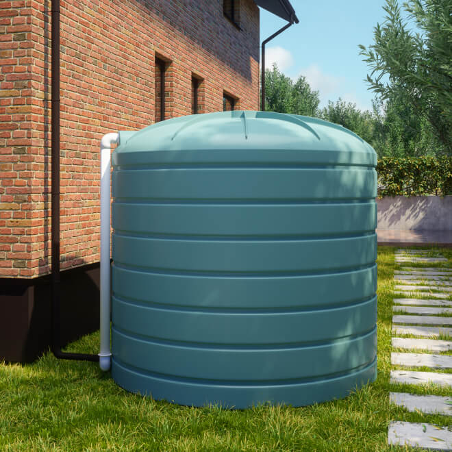 The blue coloured water tank and the connected black and white coloured pipes located in the yard are from the masterbatch solutions provided by Polymer Link