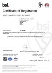 Certificate presented by BSI to Polymer Link on Quality Management System ISO 9001:2015